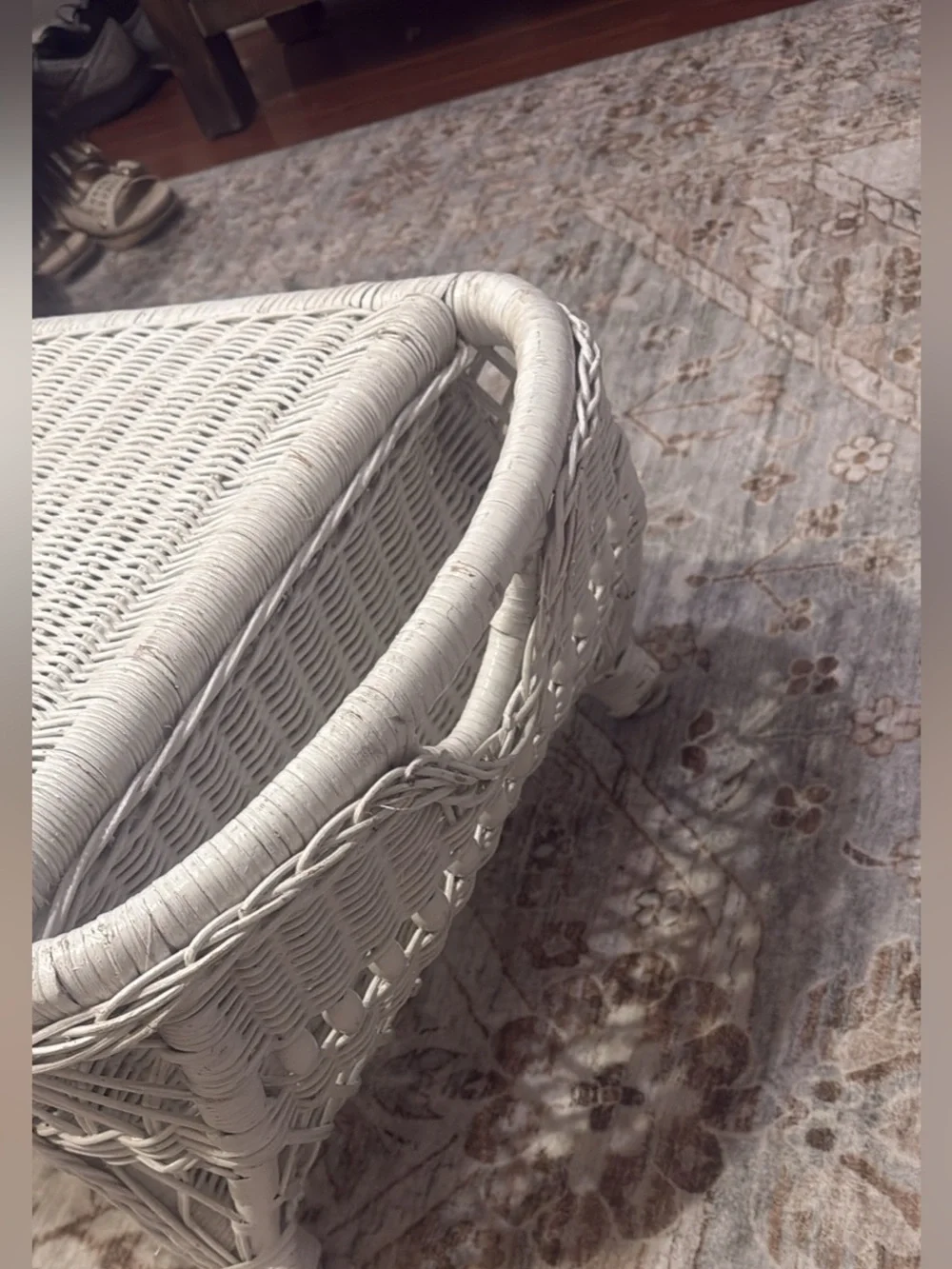 Vintage Wicker bedside tray with side pockets